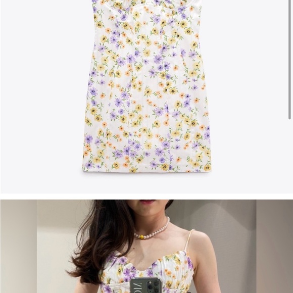 Like new, Zara floral spaghetti strap dress . - Picture 2 of 9